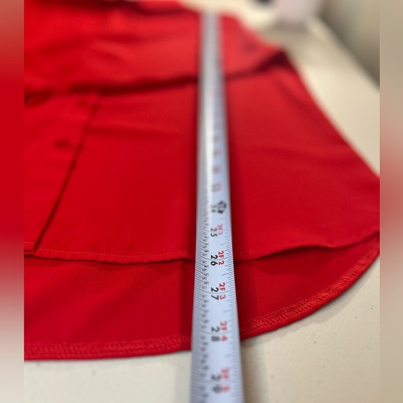 AISEW Button Down Shirt, Long/Sleeve Collared Blouse , Color Red, Large - Picture 2 of 8